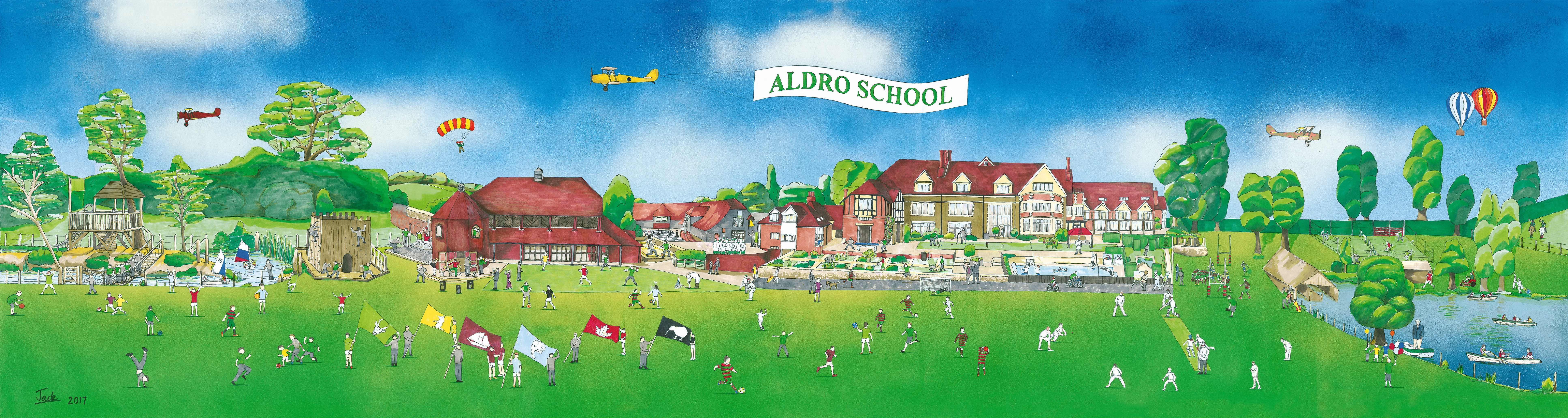 Aldro School Panoramic Drawing